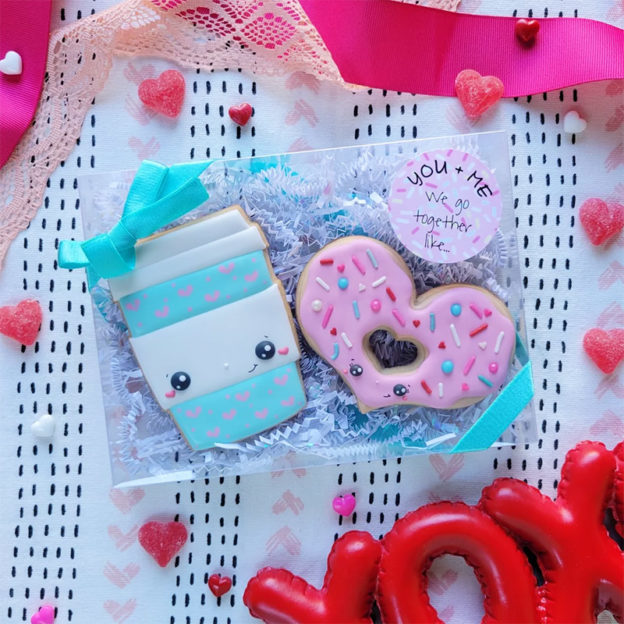 Valentine's Day "Donut + Latte" Cookies (2 large)