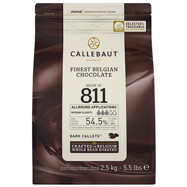 A bag of Callebaut chocolate callets.
