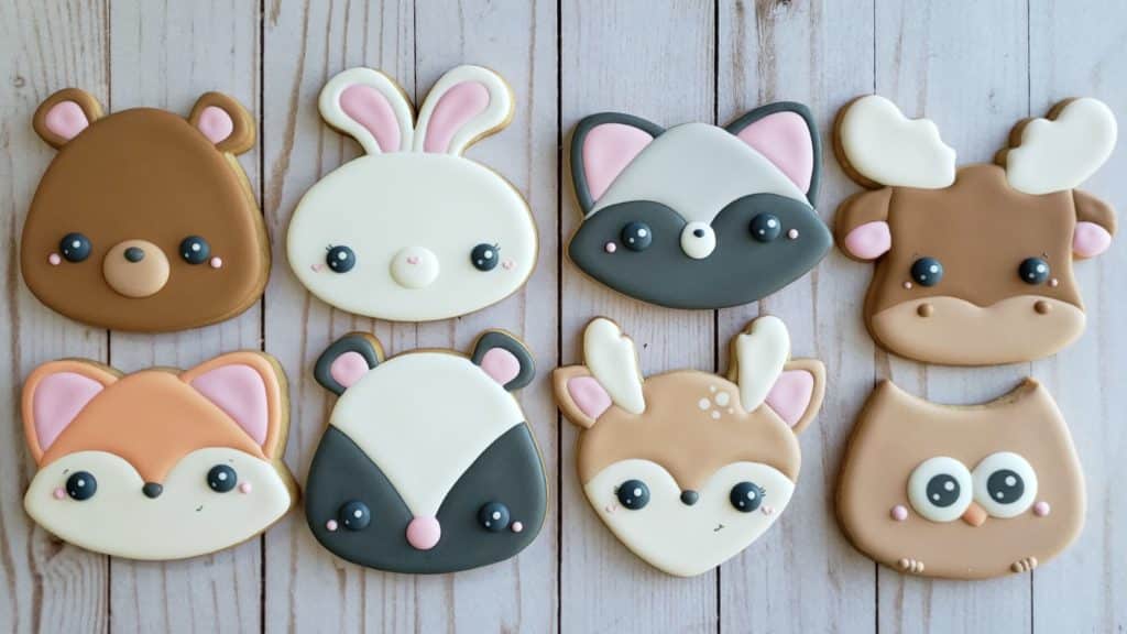 Decorated woodland creature cookies.