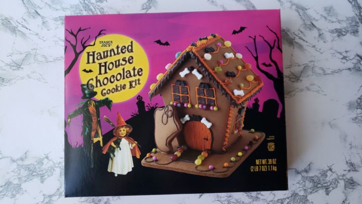 A Trader Joe's Haunted House Chocolate Cookie Kit Box